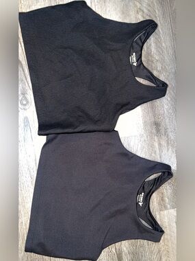(2) Old Navy Active Black Racerback Cropped Tank Bundle